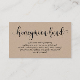 Carte D'accompagnement Mariage Honeymoon Fund et Wish, Rustic Kraft
