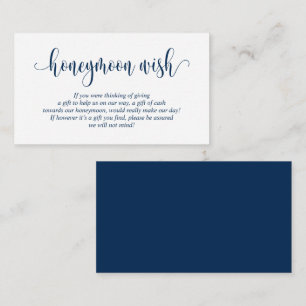 Carte D'accompagnement Mariage Honeymoon Fund ou Wish, Modern Navy Blue