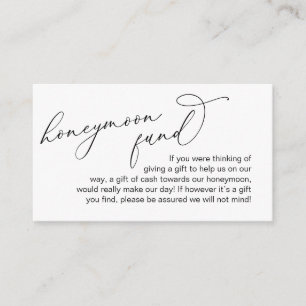 Carte D'accompagnement Mariage Honeymoon Fund, Script romantique moderne