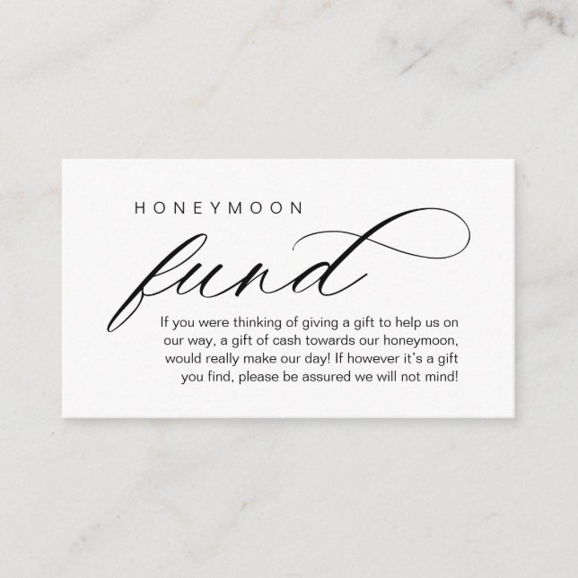 Carte D'accompagnement Mariage Honeymoon Fund, Wish, Modern Classy (Devant)