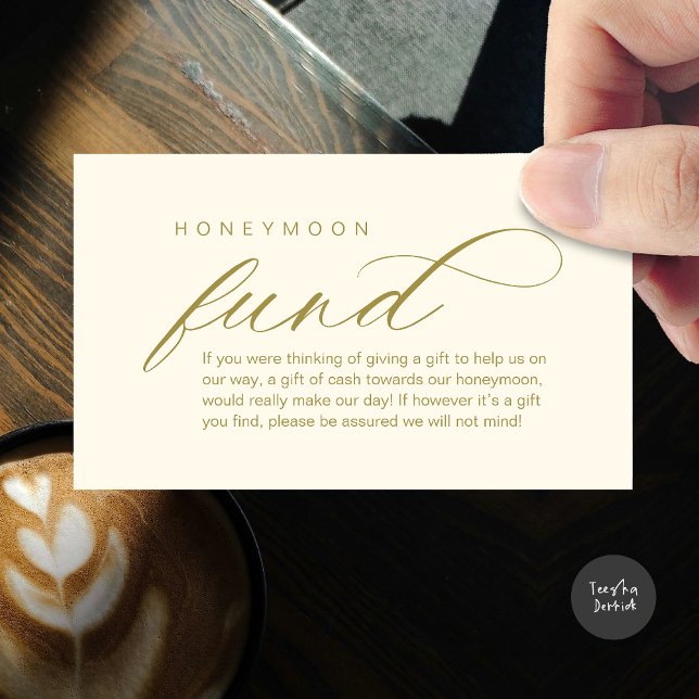 Carte D'accompagnement Mariage Honeymoon Fund, Wish, Modern Classy (Wedding Honeymoon Wish, Fund, Cash, Modern Classy Enclosure Card, Yellow Gold)