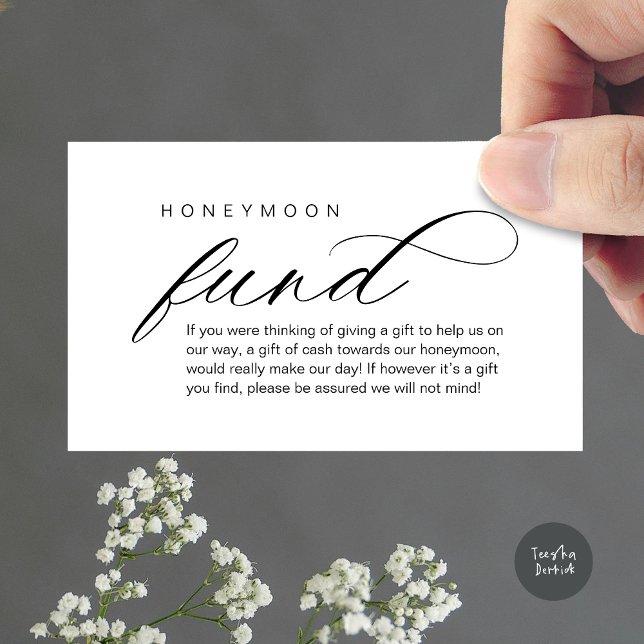 Carte D'accompagnement Mariage Honeymoon Fund, Wish, Modern Classy (Wedding Honeymoon Wish, Fund, Cash, Modern Classy Enclosure Card, Black White)