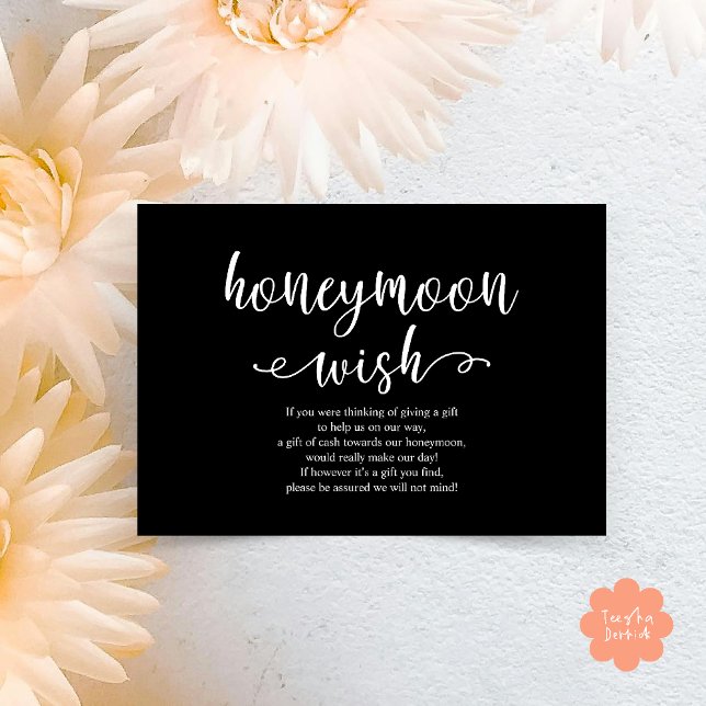 Carte D'accompagnement Mariage Honeymoon Wish Fund Cash (Wedding Honeymoon Wish Fund Cash Enclosure Card in Classy Black)