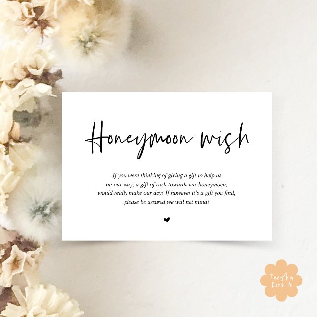 Carte D'accompagnement Mariage Honeymoon Wish Fund Cash (Wedding Honeymoon Wish Fund Cash Enclosure Card in Black and White)