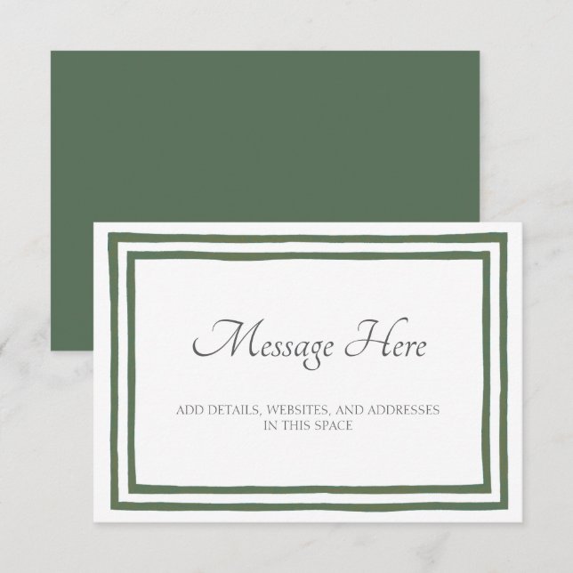 Carte D'accompagnement Mariage Imprimé Botanique Vert Herbe (Devant / Derrière)