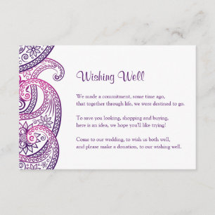 Carte D'accompagnement Mariage indien qui souhaite bien, violet et rose