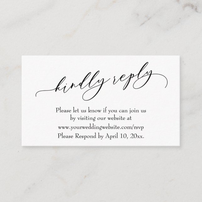 Carte D'accompagnement Mariage Kindly Répondre Online Luxury Script (Devant)