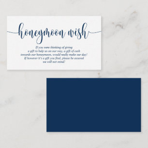 Carte D'accompagnement Mariage Lune de miel souhait ou fonds, Modern Navy