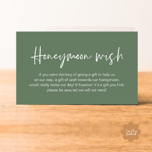 Carte D'accompagnement Mariage Lune de Miel Souhaite, Cadeaux de Mariage