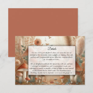 Carte D'accompagnement Mariage Magie de la Forêt Champignon en Terracotta