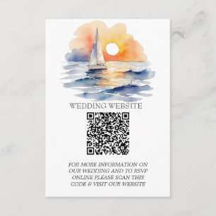 Carte D'accompagnement Mariage marin de l'aquarelle Sunset Seascape