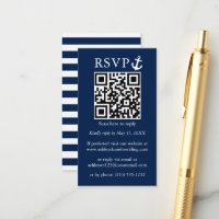 Mariage Marine Bleue Ancre QR RSVP rayé
