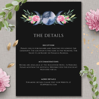 Carte D'accompagnement Mariage métaphysique rose de phase de lune