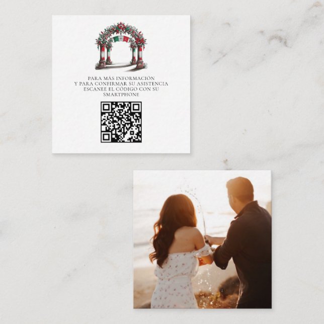 Carte D'accompagnement Mariage mexicain Célébration Photo QR Code (Devant / Derrière)