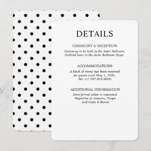 Carte D'accompagnement Mariage Minimaliste à Points noirs et Blancs