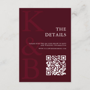 Carte D'accompagnement Mariage minimaliste avec monogramme moderne en bor