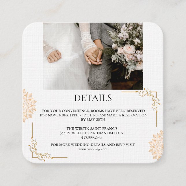 Carte D'accompagnement Mariage minimaliste blanc marron (Devant)