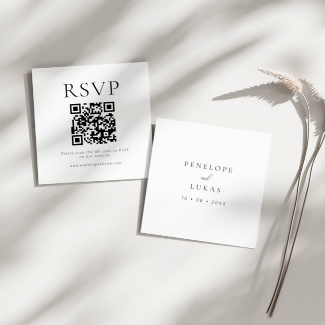 Carte D'accompagnement Mariage minimaliste de code QR RSVP (PENELOPE | RSVP CARD SQUARE)