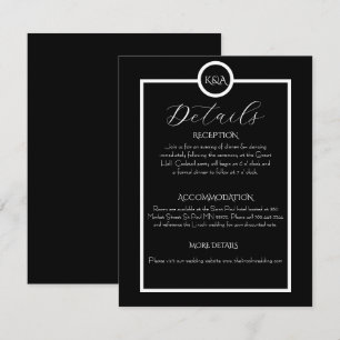 Carte D'accompagnement Mariage Minimaliste Élégant Noir & Blanc