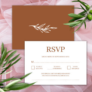 Carte D'accompagnement Mariage minimaliste en terre cuite moderne RSVP