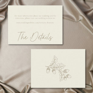 Carte D'accompagnement Mariage Minimaliste Feuille de Chêne et Gland Auto