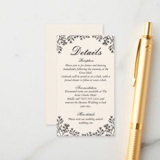 Carte D'accompagnement Mariage Minimaliste Fleurie Ivoire