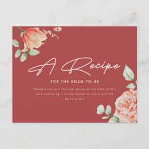 Carte D'accompagnement Mariage minimaliste floral avec recette de mariage