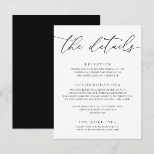 Carte D'accompagnement Mariage minimaliste moderne noir et blanc