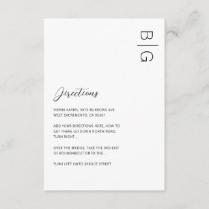 Carte D'accompagnement Mariage Minimaliste Moderne Noir et Blanc