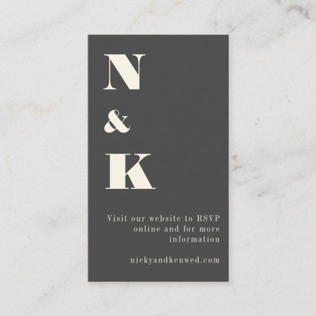 Carte D'accompagnement Mariage minimaliste moderne noir Monogramme RSVP (Devant)