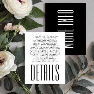 Carte D'accompagnement Mariage minimaliste moderne Ultra Simple Noir Blan
