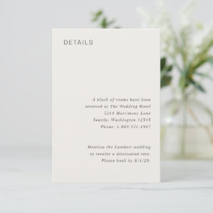 Carte D'accompagnement Mariage minimaliste neutre élégant