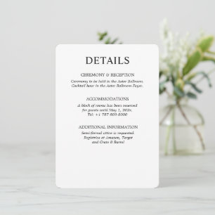 Carte D'accompagnement Mariage Minimaliste Noir et Blanc
