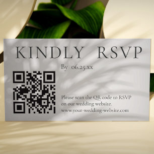 Carte D'accompagnement Mariage minimaliste RSVP en ligne avec code QR