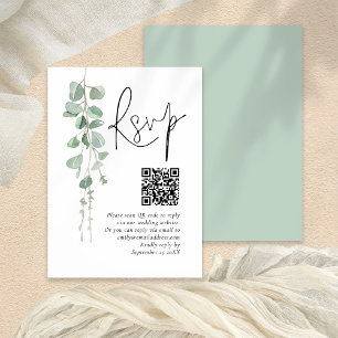 Carte D'accompagnement Mariage minimaliste Sage Eucalyptus QR Code RSVP
