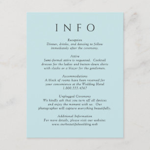 Carte D'accompagnement Mariage minimaliste sarcelle moderne