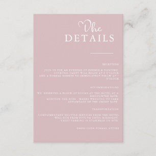 Carte D'accompagnement Mariage minimaliste simple moderne rose poussiéreu