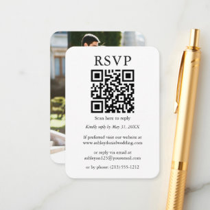 Carte D'accompagnement Mariage minimaliste simple QR photo RSVP