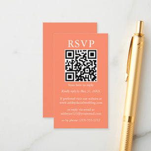 Carte D'accompagnement Mariage minimaliste simple QR RSVP Coral