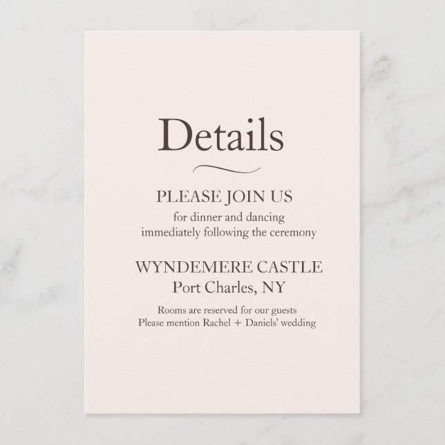 Carte D'accompagnement Mariage moderne (Devant)