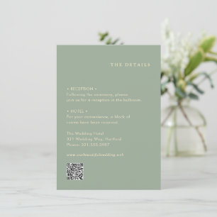 Carte D'accompagnement Mariage Moderne au Vert Sauge avec Code QR Simple