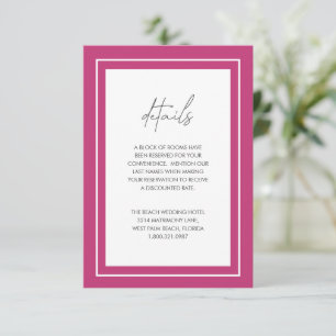 Carte D'accompagnement Mariage Moderne avec Bordure Gras Rose Vibrant