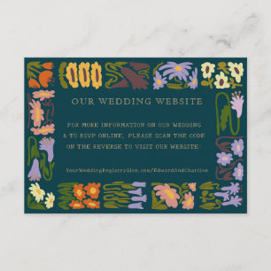 Carte D'accompagnement Mariage moderne Boho Chic Website   RSVP QR Code
