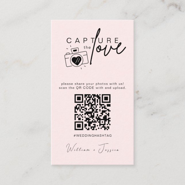 Carte D'accompagnement Mariage moderne Capter l'amour Qr Code (Devant)