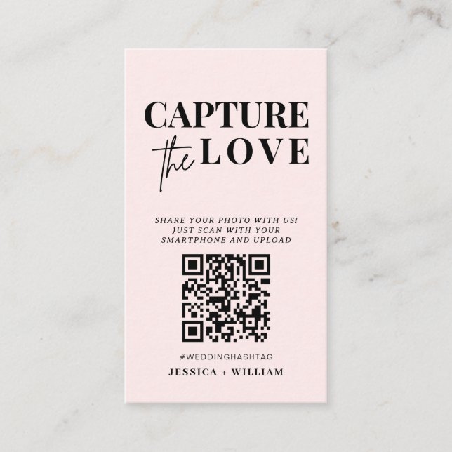 Carte D'accompagnement Mariage moderne Capter l'amour Qr Code (Devant)