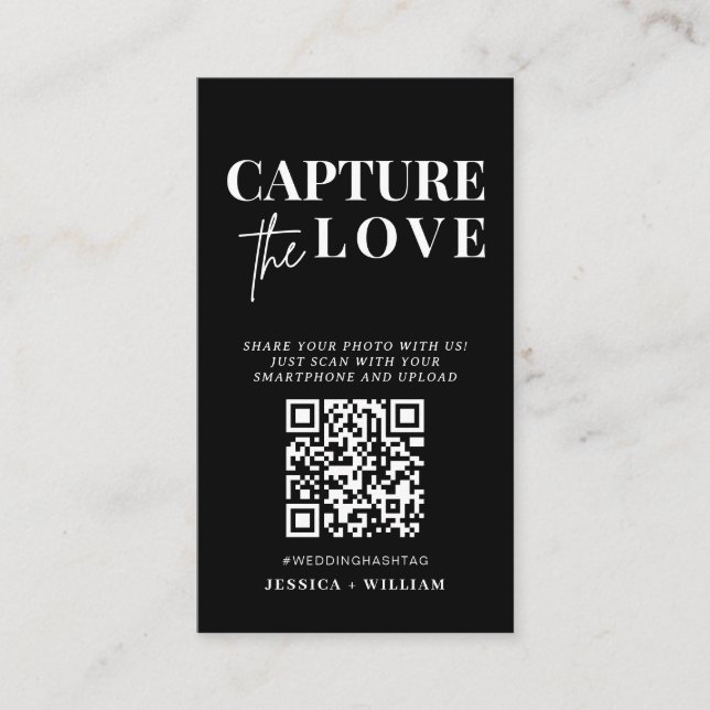 Carte D'accompagnement Mariage moderne Capter l'amour Qr Code (Devant)