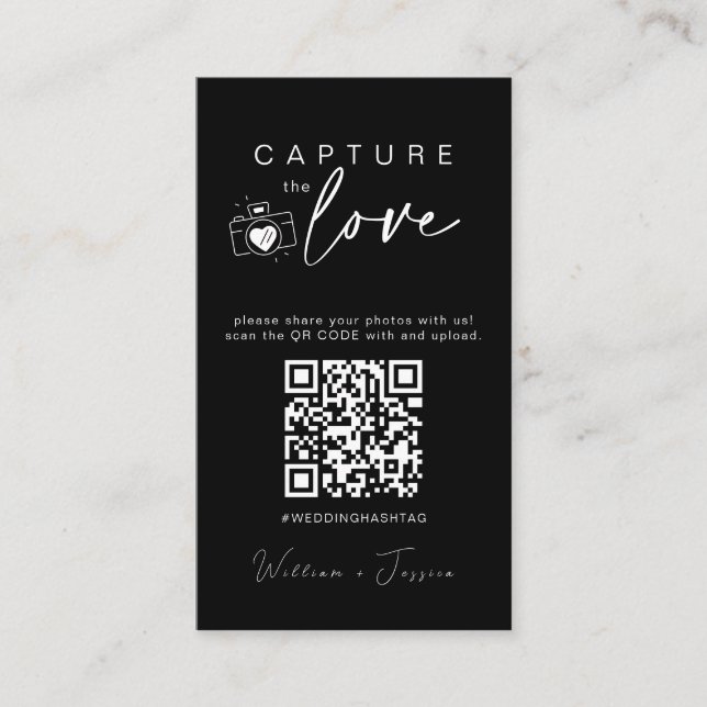 Carte D'accompagnement Mariage moderne Capter l'amour Qr Code (Devant)