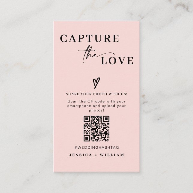Carte D'accompagnement Mariage moderne Capter l'amour Qr Code (Devant)