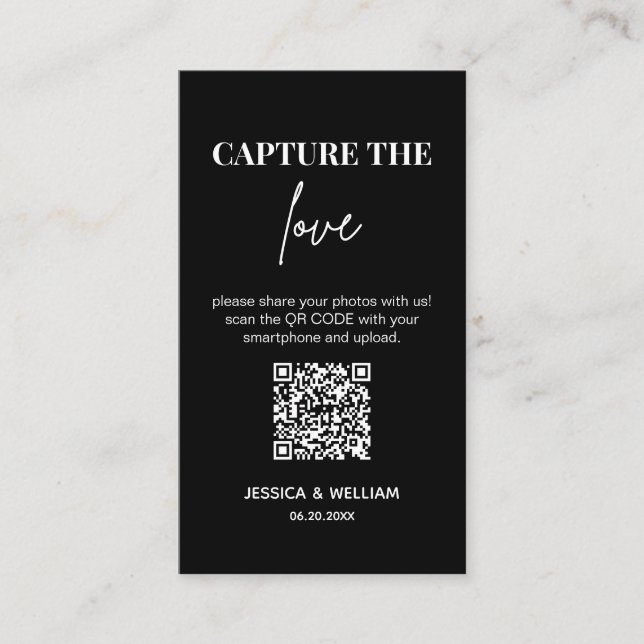 Carte D'accompagnement Mariage Moderne Capturer l'amour Code Qr (Devant)
