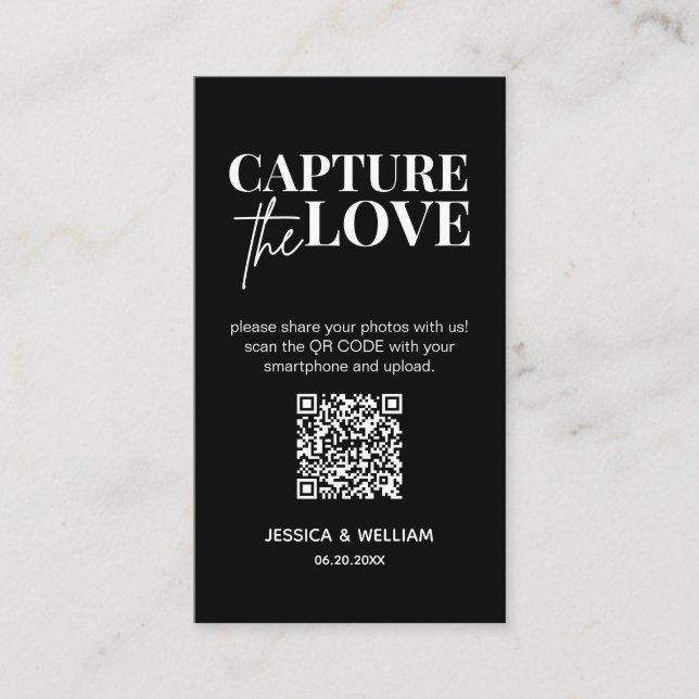 Carte D'accompagnement Mariage Moderne Capturer l'amour Code Qr (Devant)
